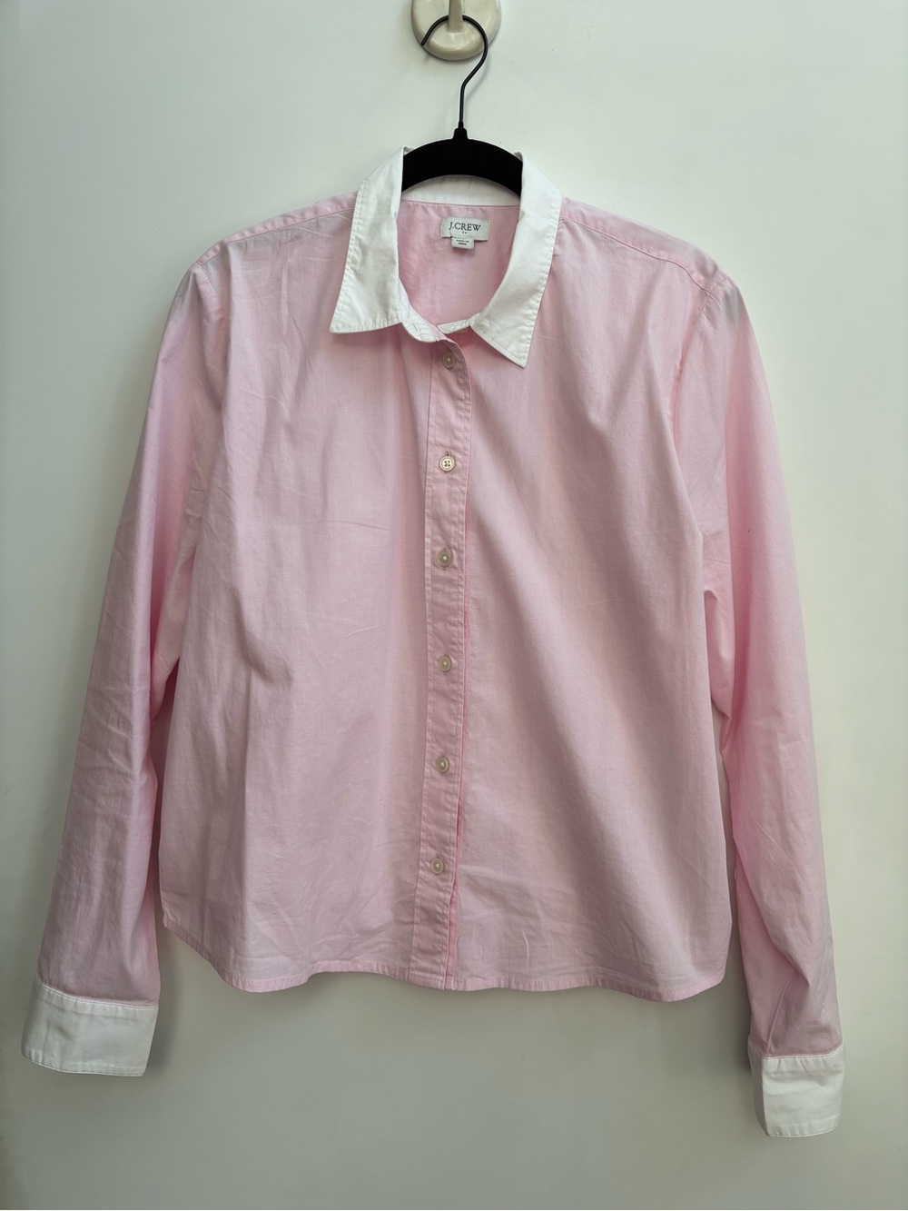 J. Crew Pink Button-Down Shirt with White Collar and Cuffs